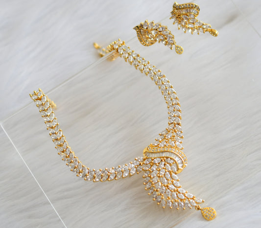 Gold tone cz white necklace set dj-03721