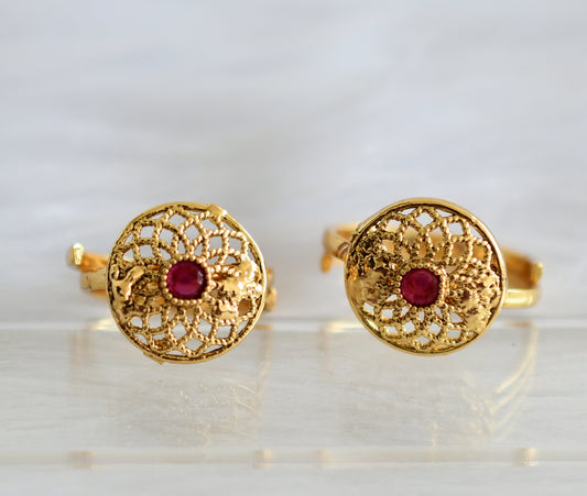 Antique gold tone ruby stone toe ring dj-43872