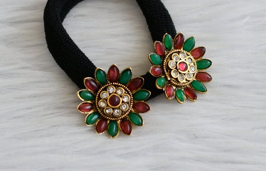 Antique kemp-green-white flower hair band dj-45548