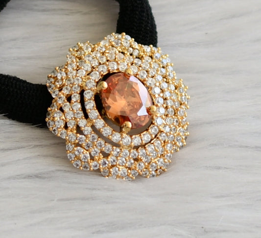 Gold tone cz white-gold stone hair band dj-45549