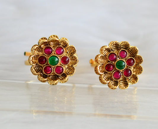 Antique gold tone kemp-green stone toe ring dj-43877