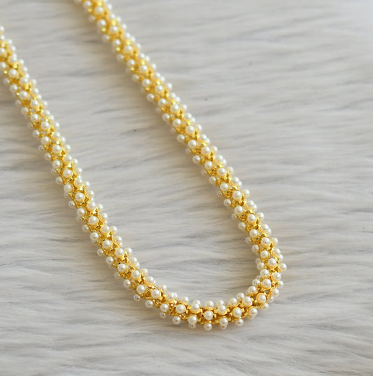 Gold tone 18 inches pearl chain dj-45554