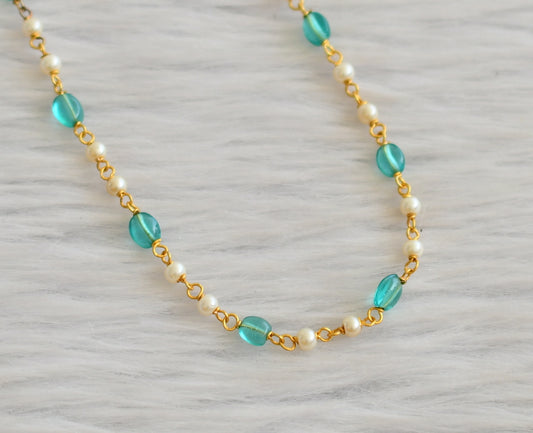 Gold tone 18 inches sea green-pearl chain dj-45563
