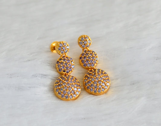 Gold tone purple stone round earrings dj-47264