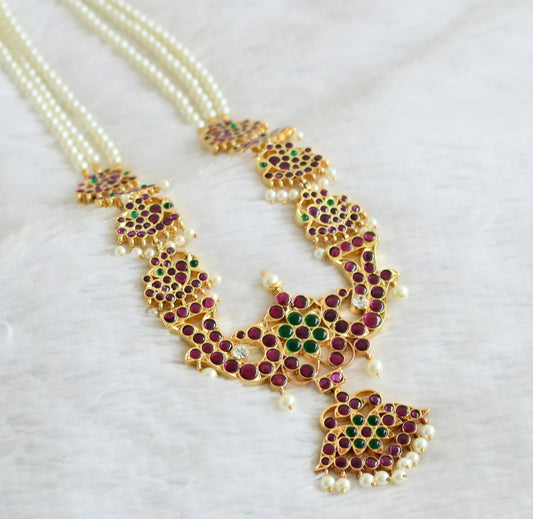 Gold tone precious kemp-green-white pearl peacock haar dj-51016