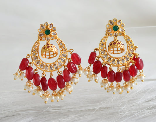 Matte finish cz maroon bali earrings dj-31268