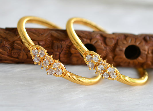 Gold tone cz white stone kada/bangles(2.6) dj-31282
