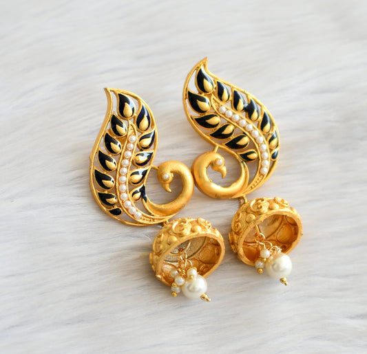 Matte finish dark blue peacock jhumkka dj-42603