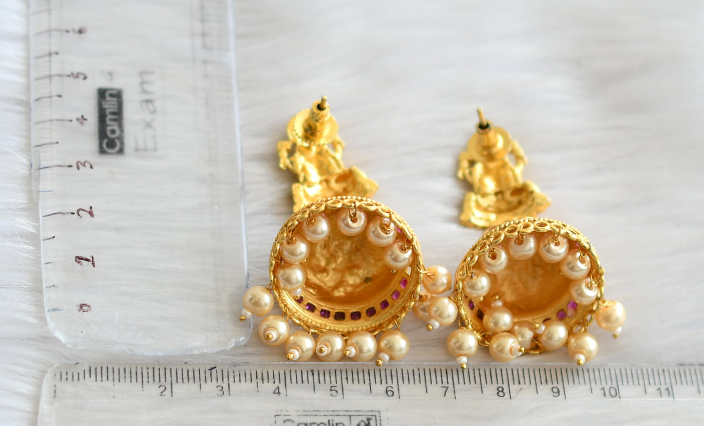 Matte finish pink-pearl lakshmi jhumkka dj-42605