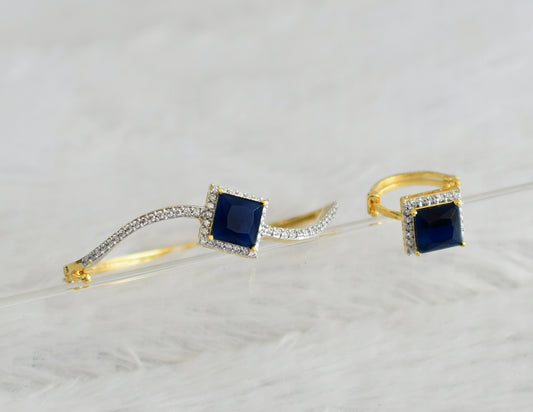Two Tone Cz Blue Bracelet-ring Combo DJ-09215