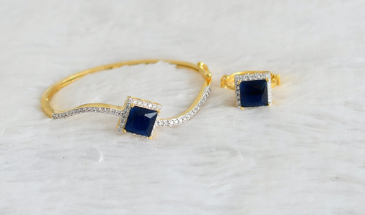 Two Tone Cz Blue Bracelet-ring Combo DJ-09215