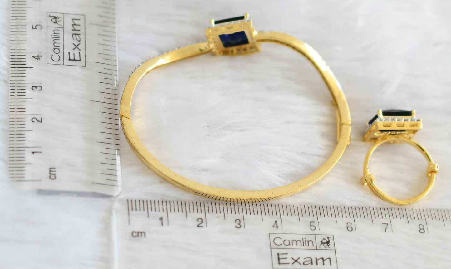 Two Tone Cz Blue Bracelet-ring Combo DJ-09215