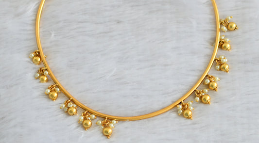 Matte finish beaded pearl cluster hasli necklace/chain for pendants dj-47351