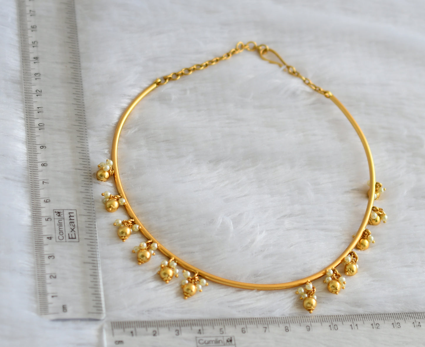Matte finish beaded pearl cluster hasli necklace/chain for pendants dj-47351