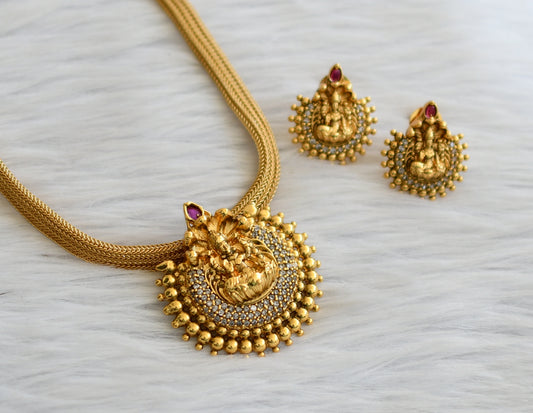 Matte finish cz white-kemp lakshmi choker/necklace set dj-45682