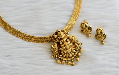 Antique gold tone lakshmi-elephant necklace set dj-45683