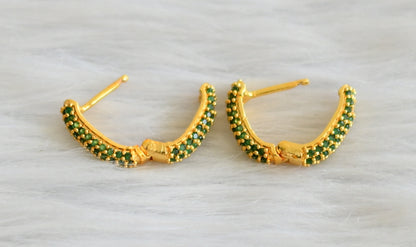 Gold tone emerald stone hoop earrings dj-43953