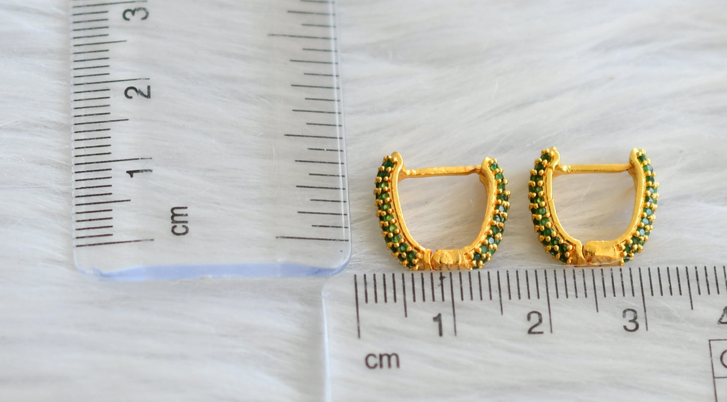 Gold tone emerald stone hoop earrings dj-43953