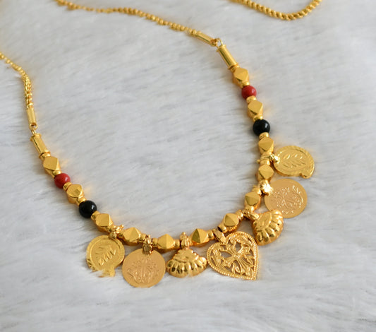 Gold tone 24 inches rope chain with coral-black bead mango cross mangalyam dj-47337
