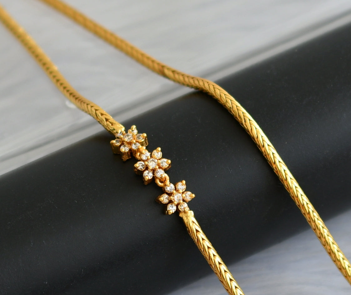 Gold tone cz flower 24 inches mugappu chain dj-45516 – dreamjwell