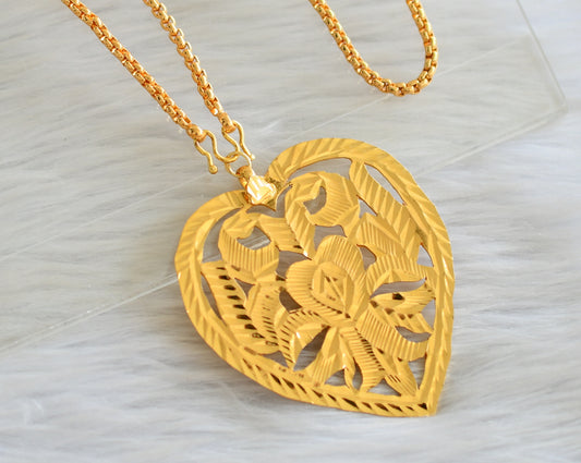 Gold tone 24 inches chain with deisgner heart pendant dj-43985