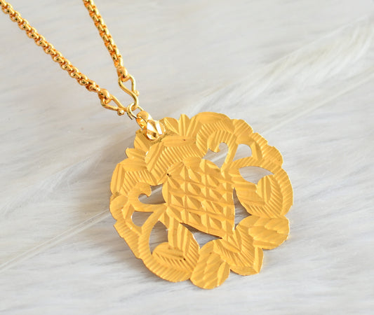 Gold tone 24 inches chain with round pendant dj-43978