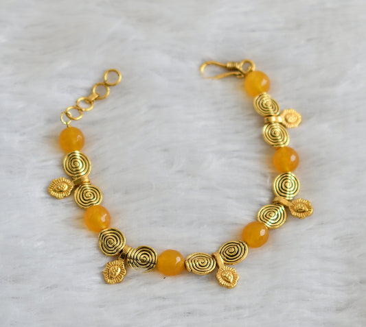 Antique gold tone Yellow Beads Bracelet -dj09324