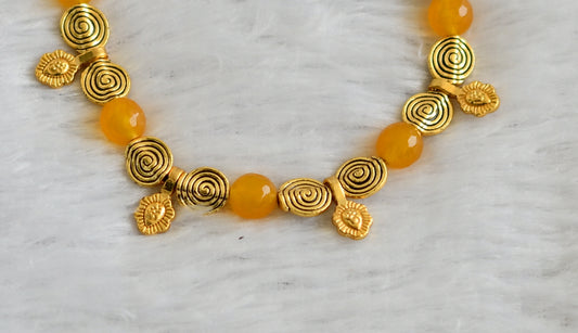 Antique gold tone Yellow Beads Bracelet -dj09324
