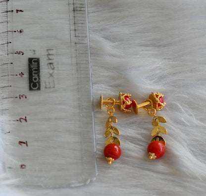 Gold tone coral leaf earrings dj-42679