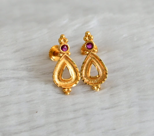 Gold look alike pink stone screw back earrings/stud dj-49222