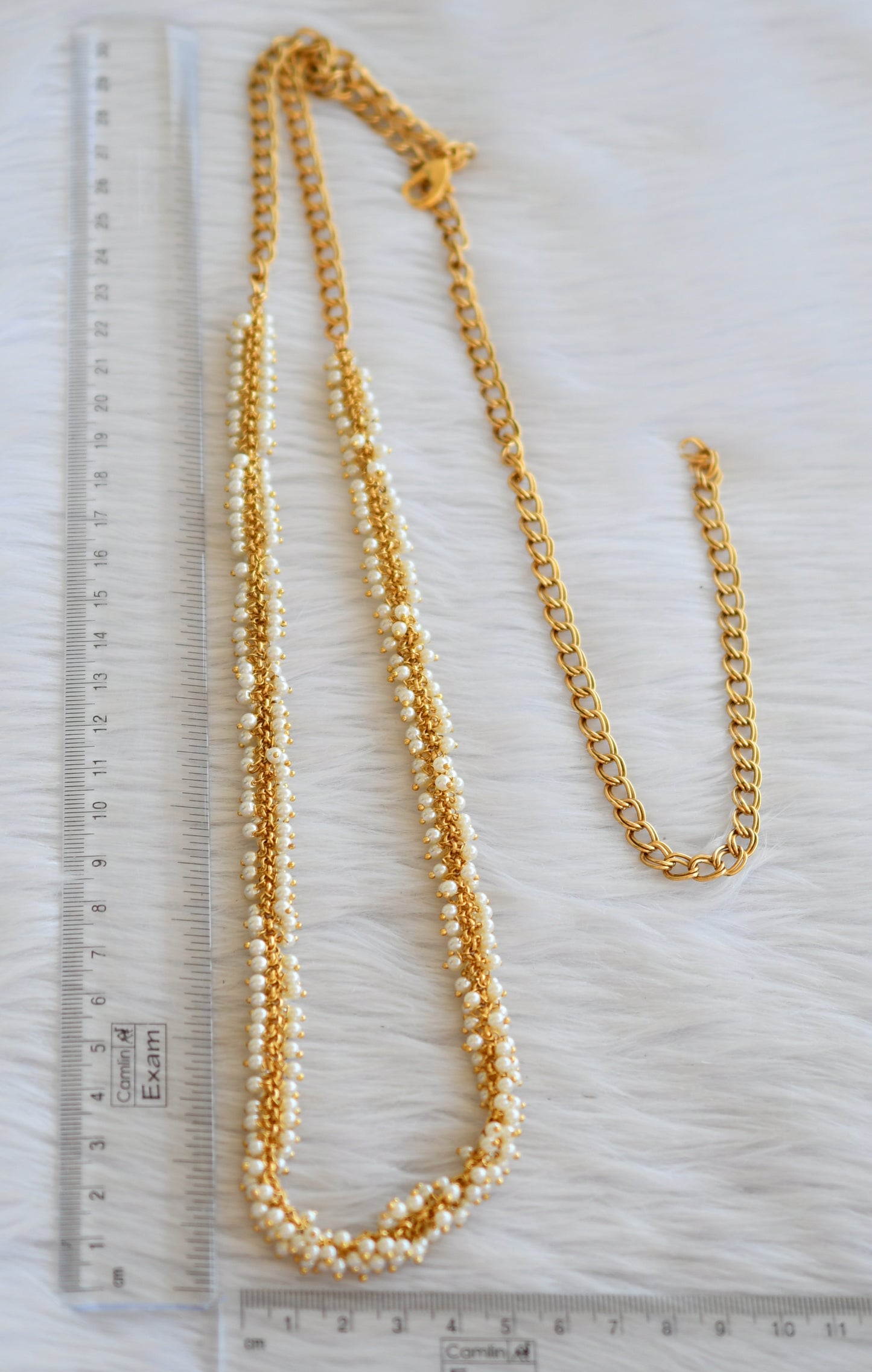Matte finish pearl cluster waist/hip chain dj-44020