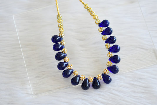 Handmade royal blue drop bead necklace dj-03996