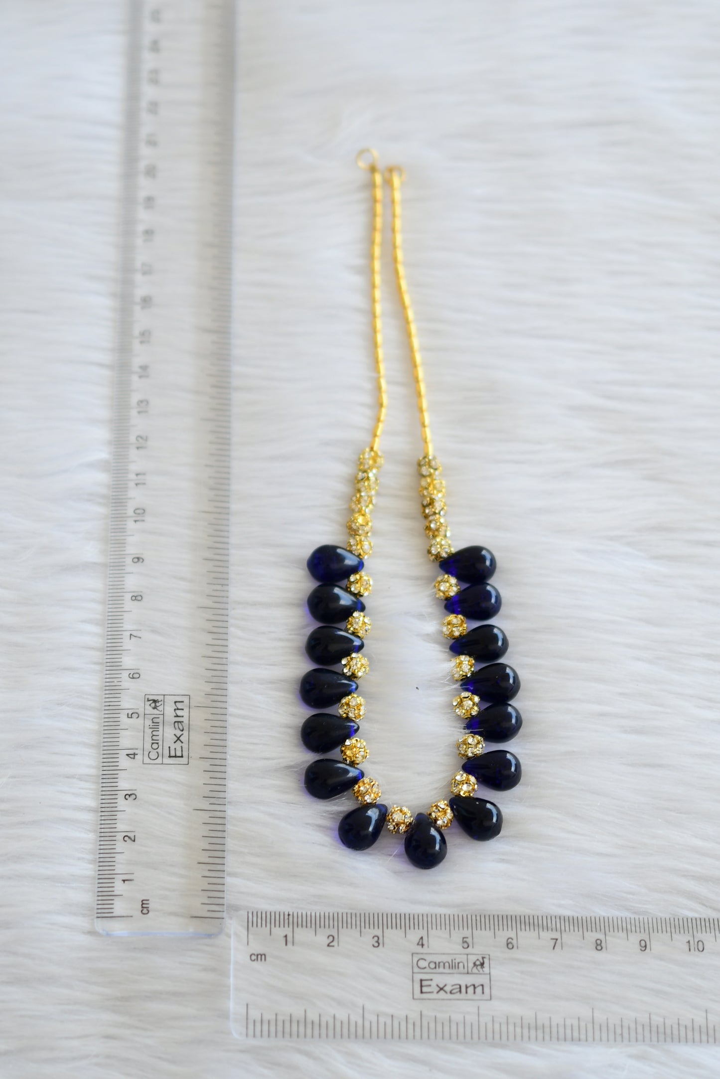 Handmade royal blue drop bead necklace dj-03996