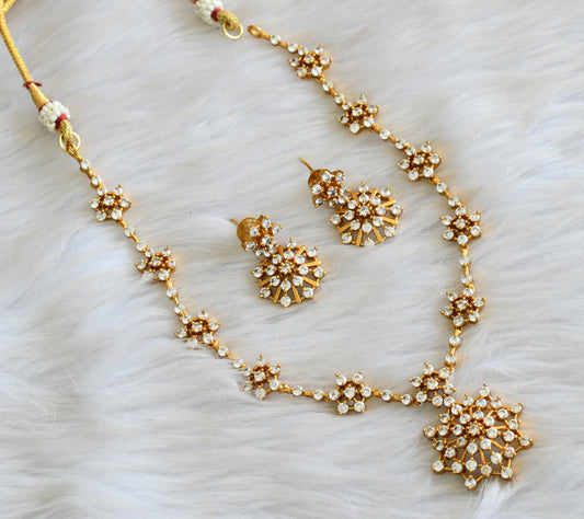 Matte finish Cz white flower necklace set dj-42711