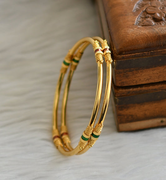 Gold tone red-green bangles(2.6) dj-45770