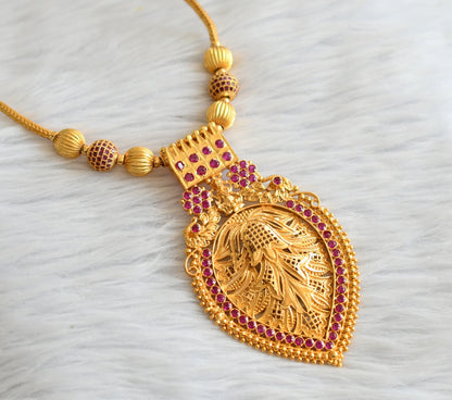 Gold tone ruby ball ad pink lakshmi peacock kodi necklace dj-45832