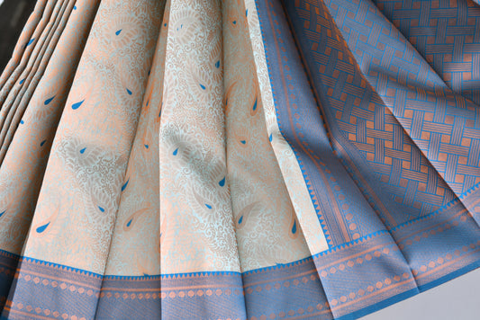 Sea blue Mango floral Fancy silk saree dj-42717