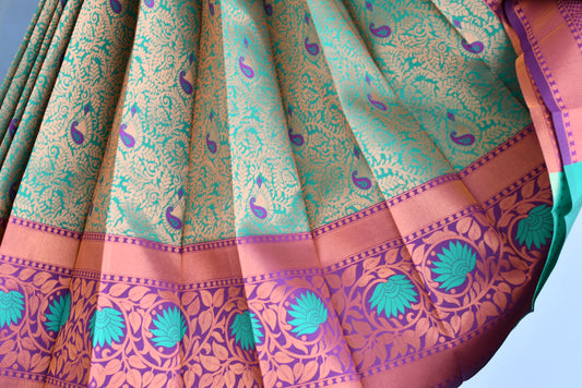 Bottle green Floral Fancy Silk saree dj-42720