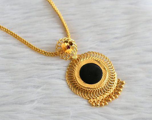 Gold tone kerala style pink-green round necklace dj-45827