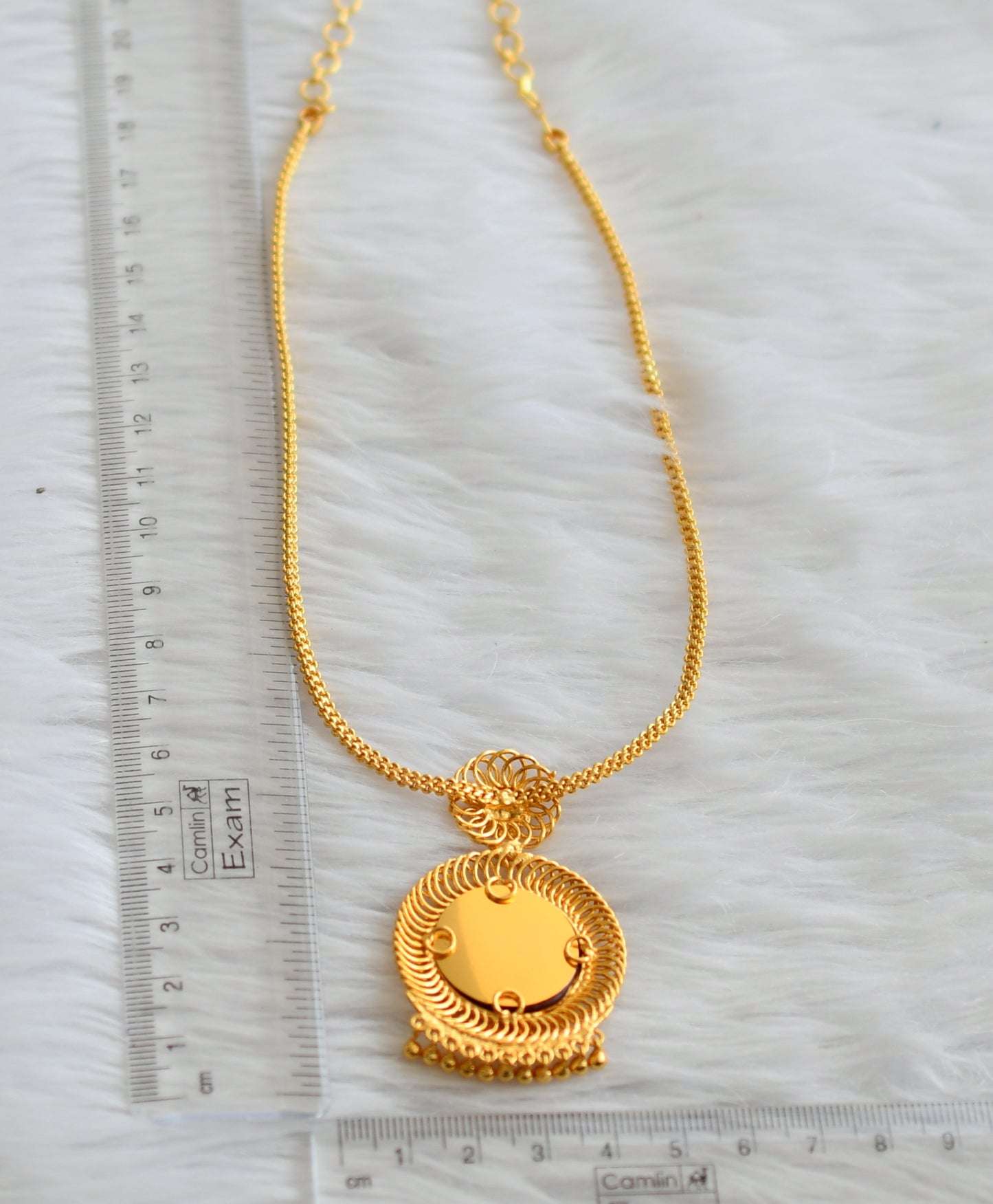 Gold tone kerala style red round necklace dj-45826