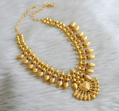 Gold tone pink mango kerala style necklace dj-45830