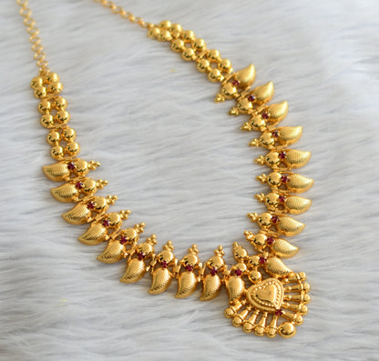 Gold tone pink mango kerala style necklace dj-45828