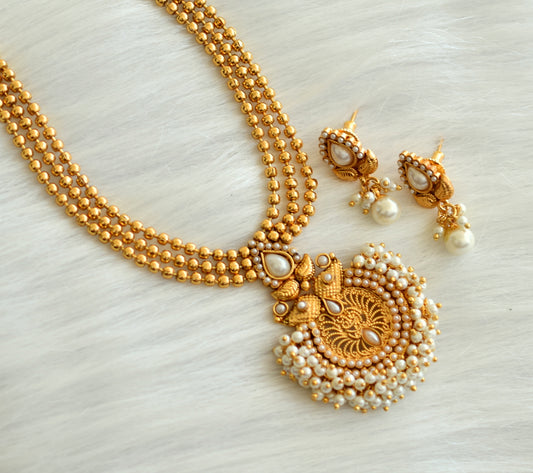 Antique ball chain pearl cluster necklace set dj-16507