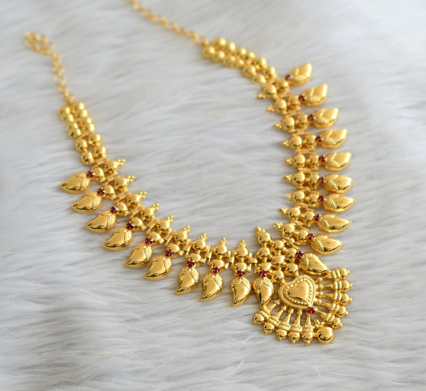 Gold tone pink mango kerala style necklace  dj-45831