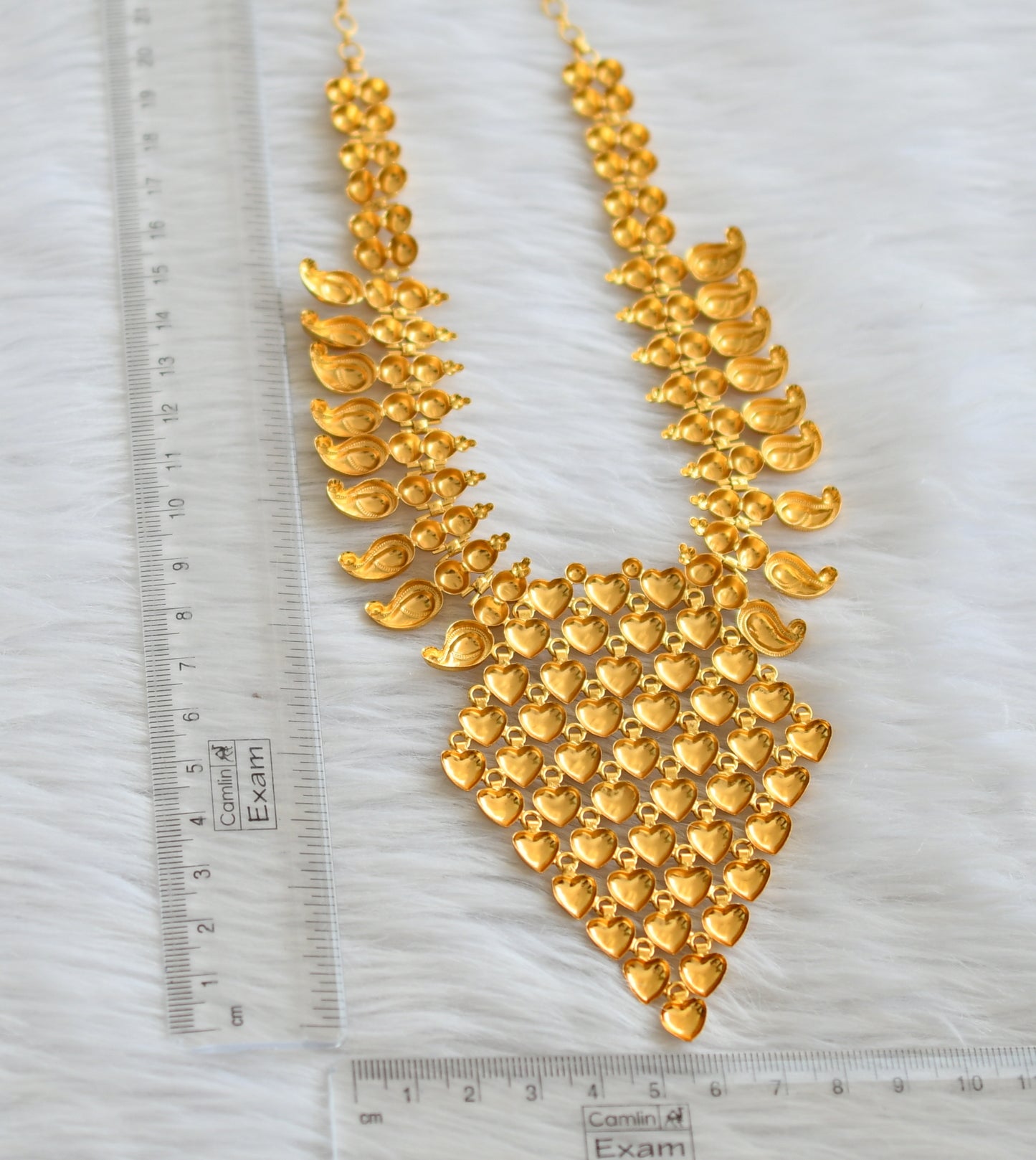 Matte gold tone kerala style mango heart necklace dj-45843