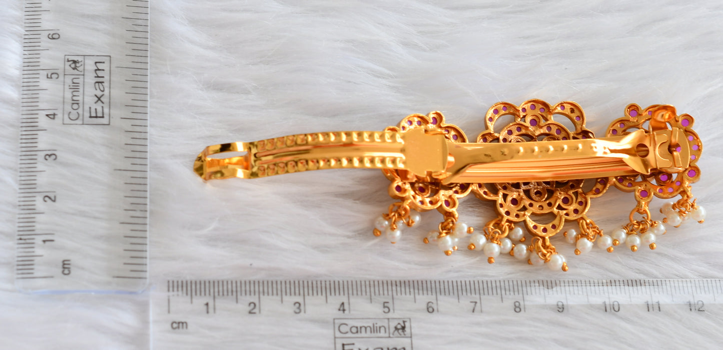 Matte finish kemp-green pearl cluster flower hair clip dj-44107