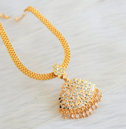 Gold tone AD stone white swan attigai/necklace dj-44117