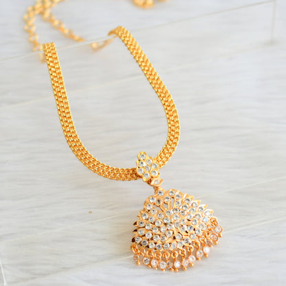 Gold tone AD stone white swan attigai/necklace dj-44117