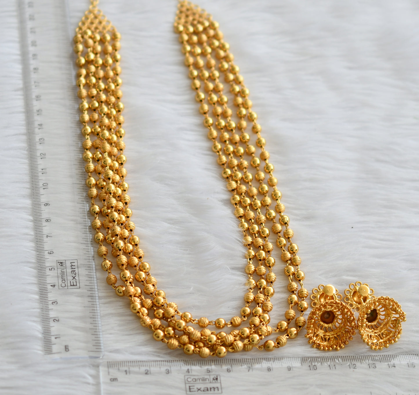 Gold tone multi layer ball chain mala set dj-45864