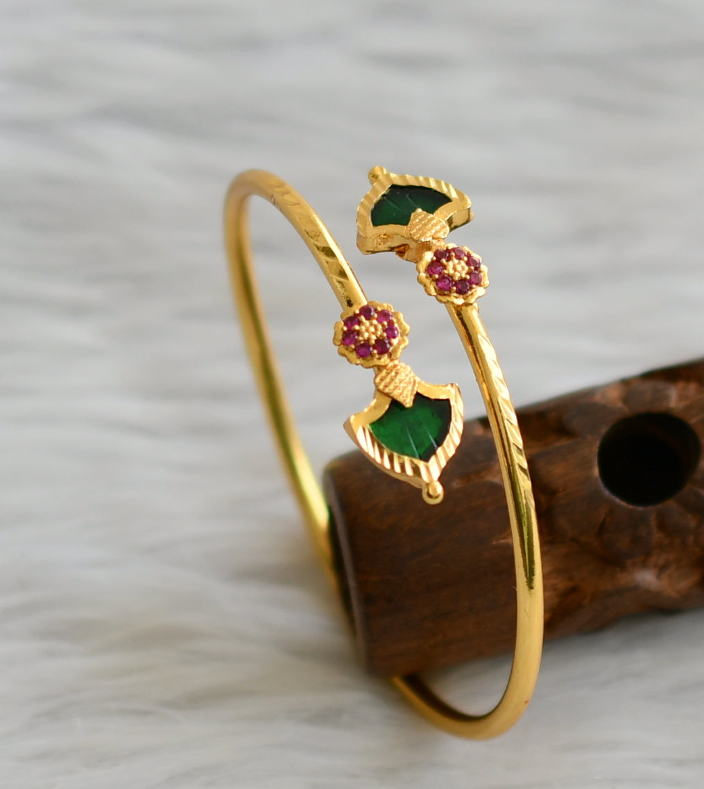 Gold tone kerala style ruby-green palakka kada(2.4) dj-45859